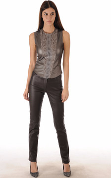 Pantalon Cuir Stretch Marron Pantalon Cuir Stretch Marron