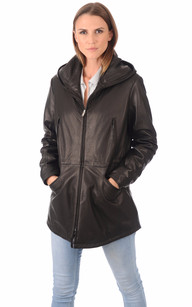 Parka cuir femme discount capuche