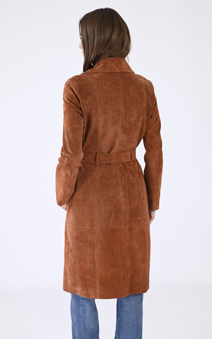 Trench cuir velours marron