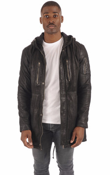 Veste Branchée Cuir Patiné Noir Veste Branchée Cuir Patiné Noir