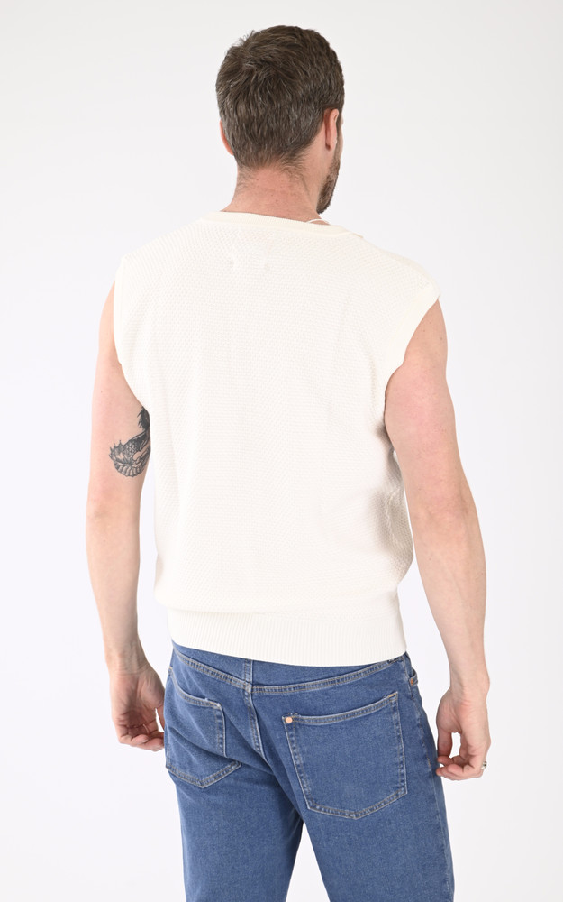 Pull sans manches coton écru Rivieras