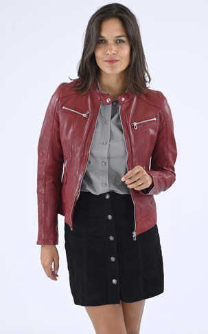 Blouson cuir Jolya rouge