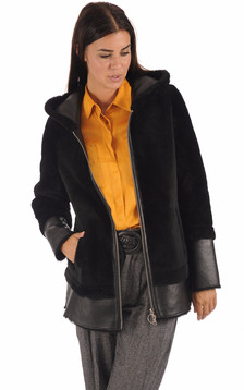 Veste Peau Lainée Noire Veste Peau Lainée Noire