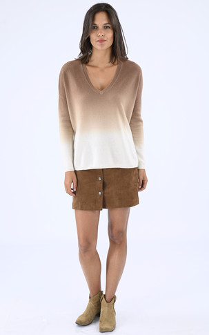 Pull col V oversize cachemire camel