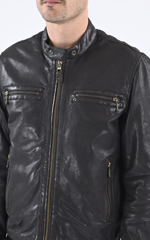 Blouson agneau Akronima noir Daytona 73