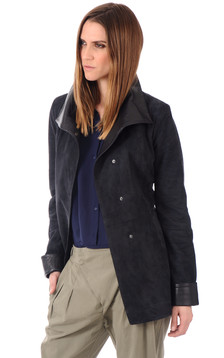 Veste Cuir Velours Marine Veste Cuir Velours Marine