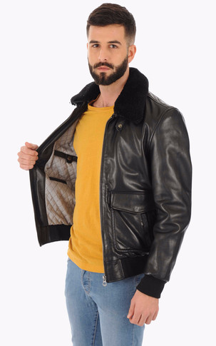 Blouson pilote cuir noir