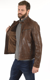 Blouson Collins Cognac Daytona 73 - La Canadienne - Blousons Cuir Cognac