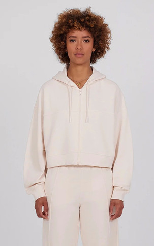 Sweat zippé coton Amina écru