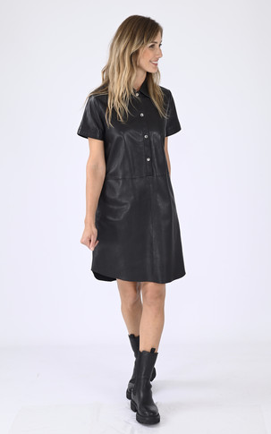 Robe cuir agneau noir