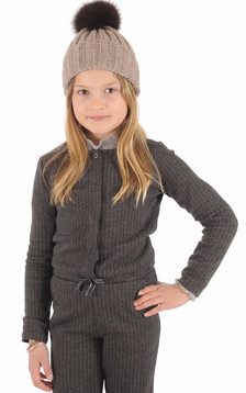 Bonnet laine et fourrure marron Bonnet laine et fourrure marron