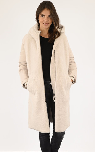 Manteau long bi-matière blanc