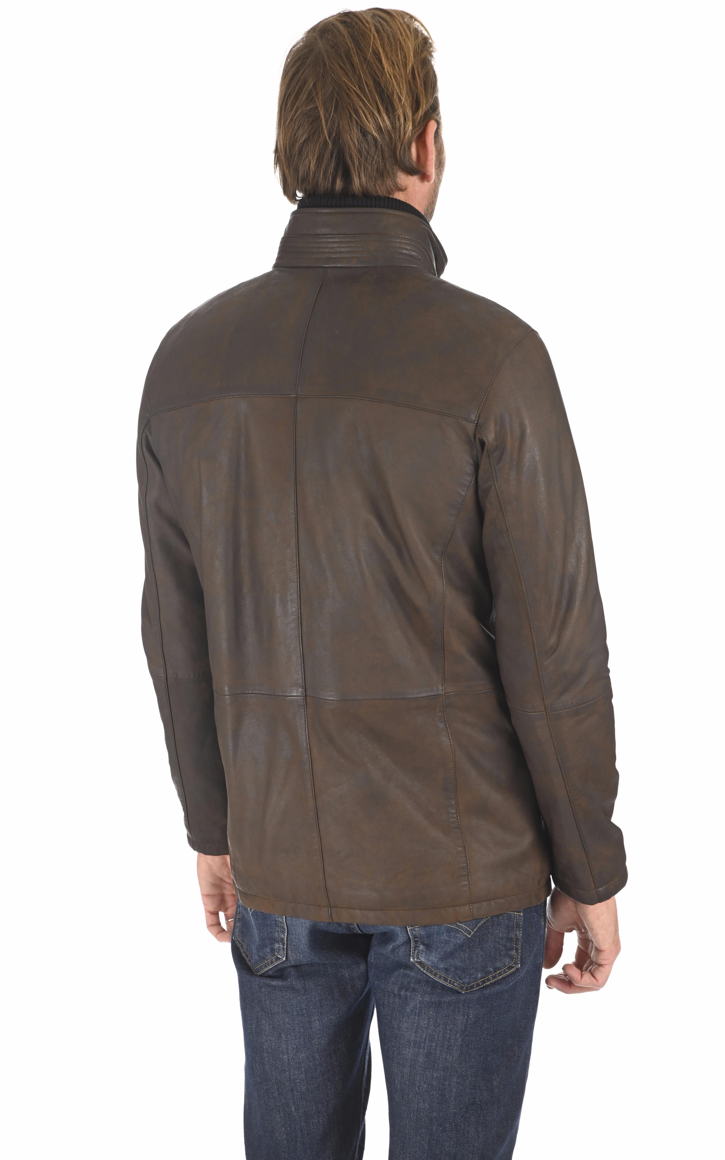 Veste confort cuir agneau marron Smarty