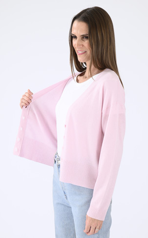 Gilet cachemire rose poudré