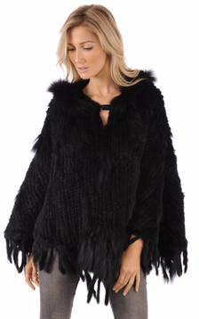 Poncho Fourrure Noire Lapin & Raccoon Poncho Fourrure Noire Lapin & Raccoon