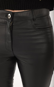 Pantalon slim discount en cuir noir