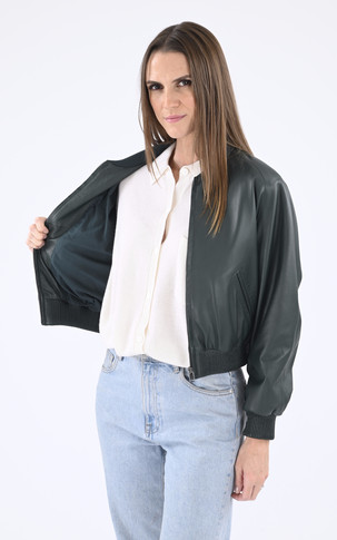 Blouson cuir Gaia vert