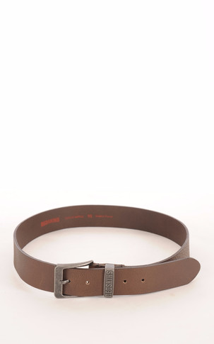 Ceinture Buffle Grainée Marron