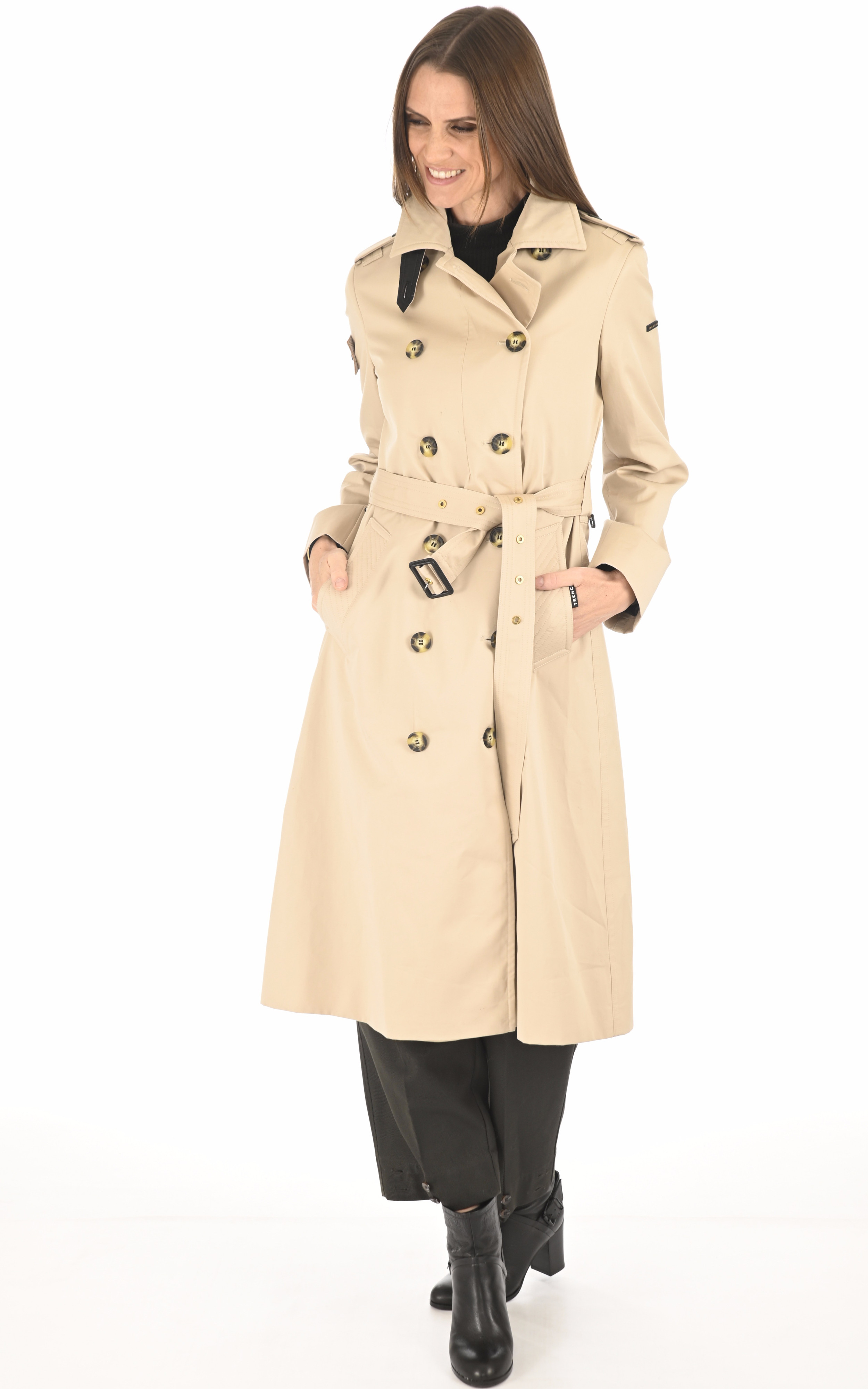 Trench long The Godess noir Trench London