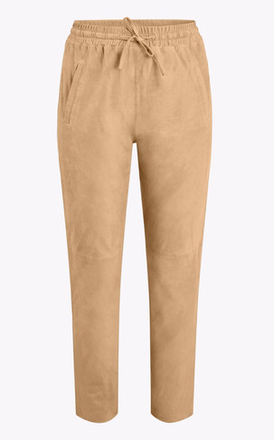 Pantalon jogpant cuir velours beige