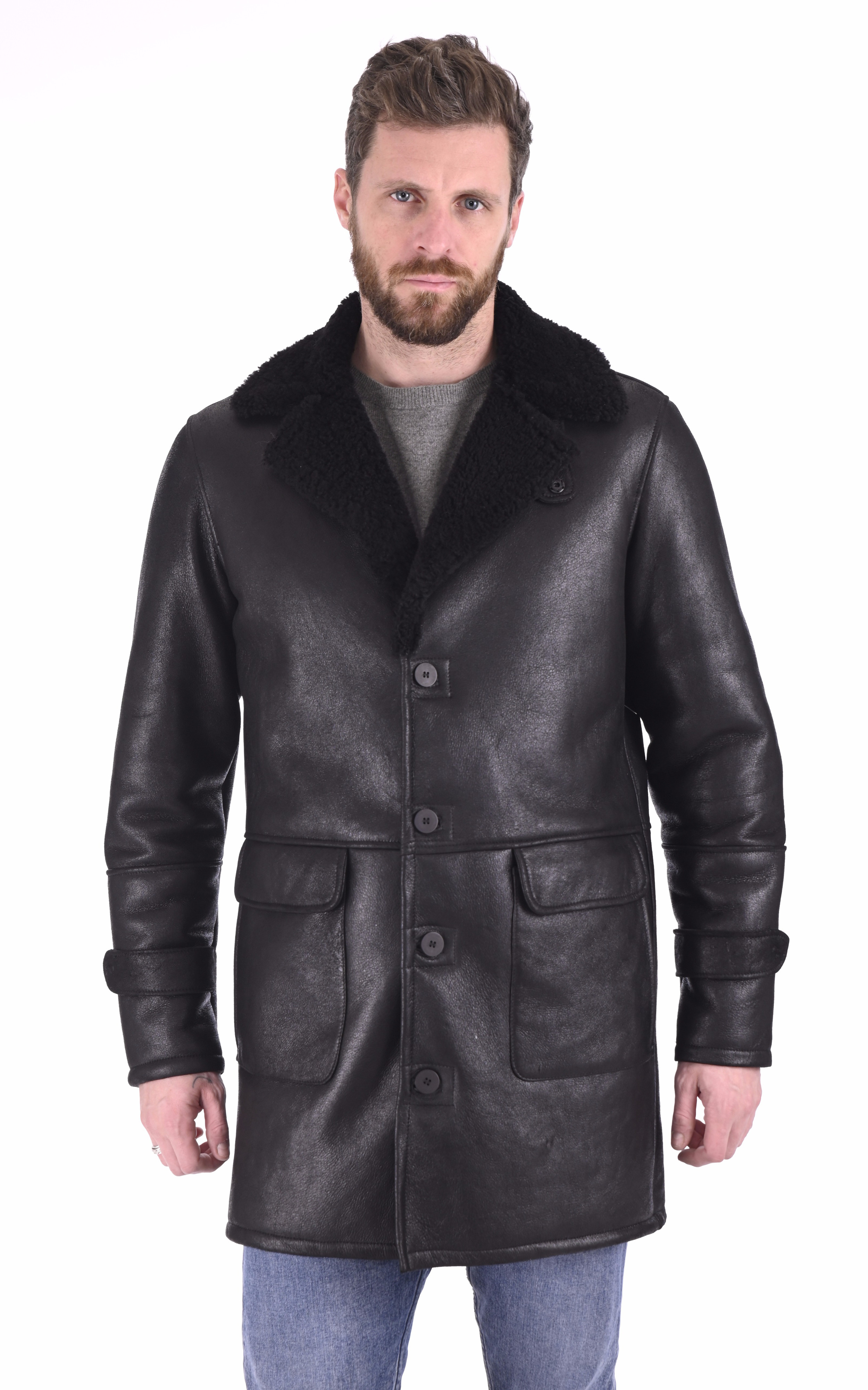 Manteau peau lainée noire La Canadienne