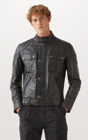 Blouson multipoches cuir noir