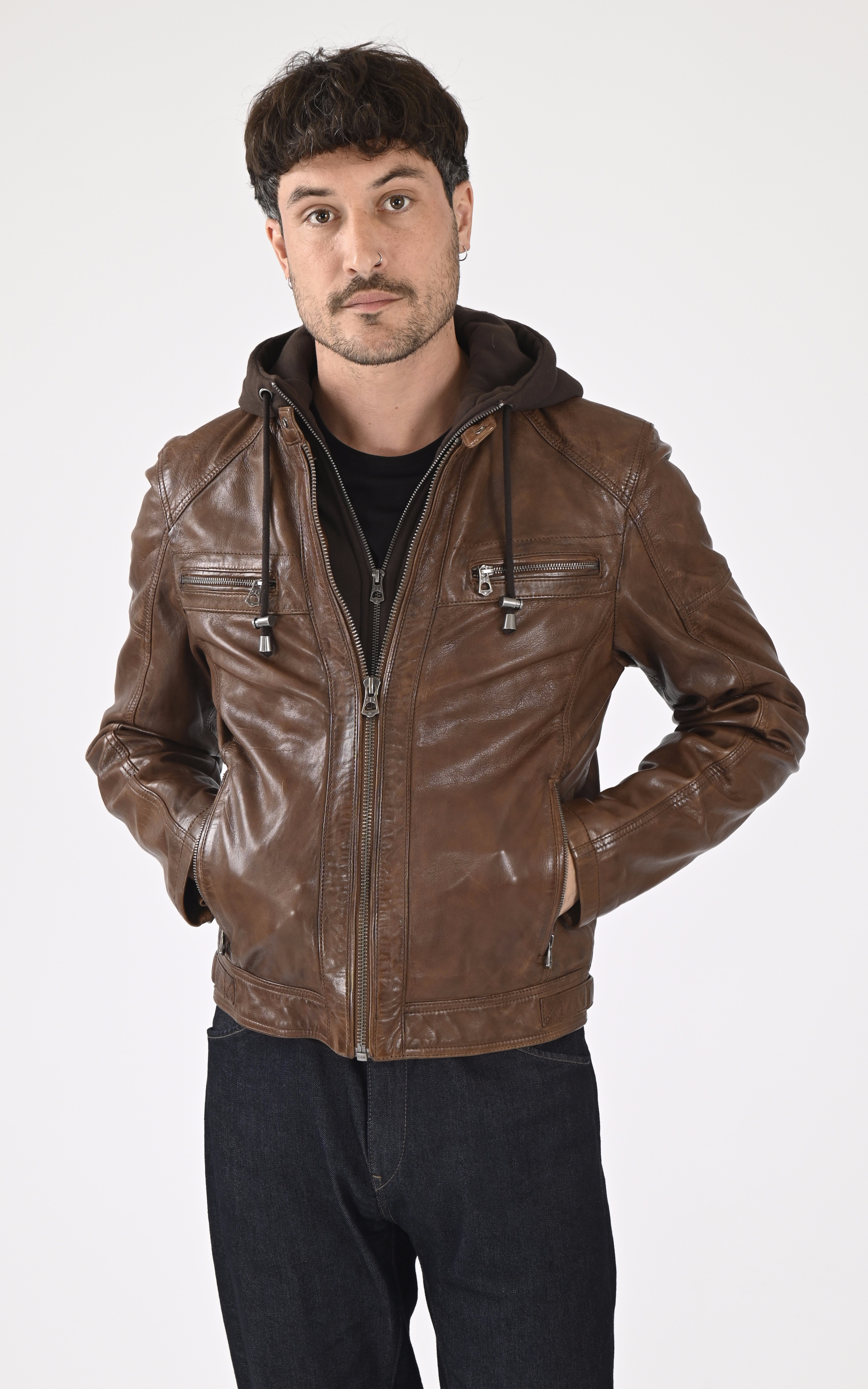 Blouson Bishop Cuir Avec Capuche Daytona 73