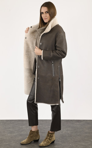 Manteau agneau confort marron