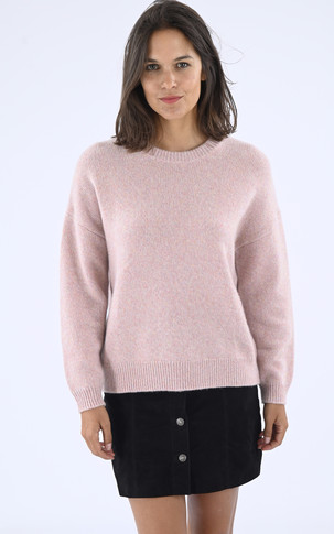 Pull col rond oversize cachemire rose