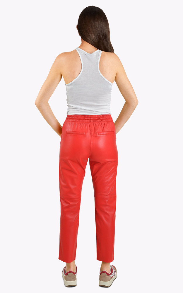 Pantalon jogpant cuir rouge Oakwood