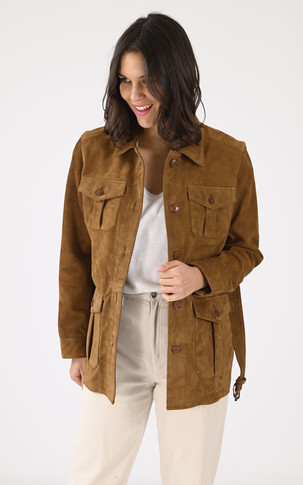 Saharienne cuir velours Lcw Meryl caramel