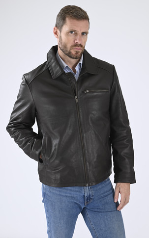 Blouson chaud cuir marron