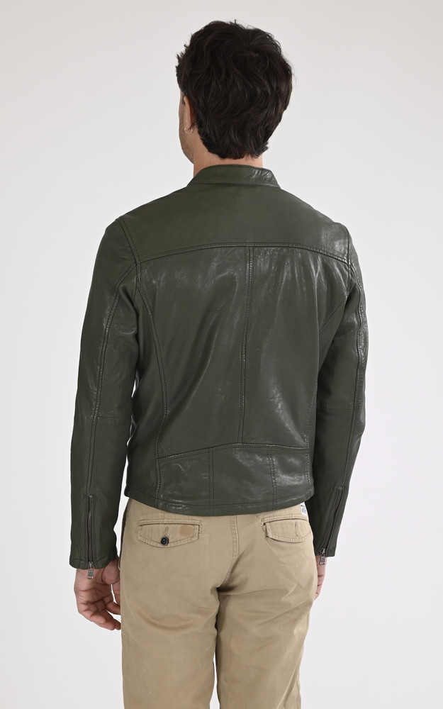 Blouson cuir Gafino Navy vert Daytona 73