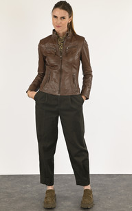 Blouson cuir marron femme La Canadienne La Canadienne Blousons Cuir Marron Clair