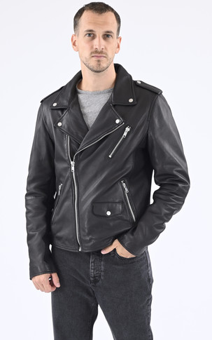 Blouson en cuir Rocky noir