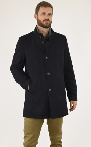 Manteau laine bleu nuit