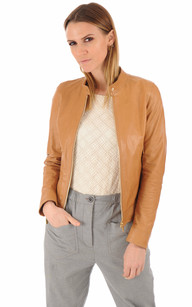 Blouson en cuir agneau camel Flo Clo La Canadienne Blousons Cuir Camel