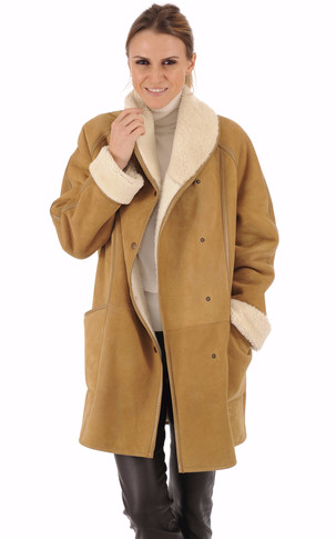 Manteau agneau velours camel