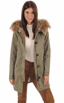 Parka toile et fourrure lapin kaki Parka toile et fourrure lapin kaki