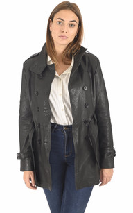 Trench court agneau noir La Canadienne La Canadienne Vestes et 3 4 Cuir Noir