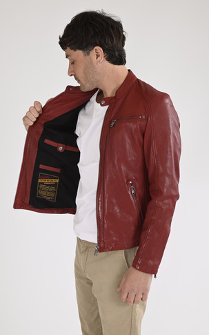 Blouson cuir Gafino rouge