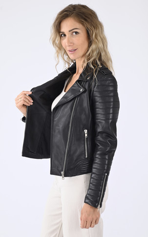 Blouson cuir Hipster Girl Noir