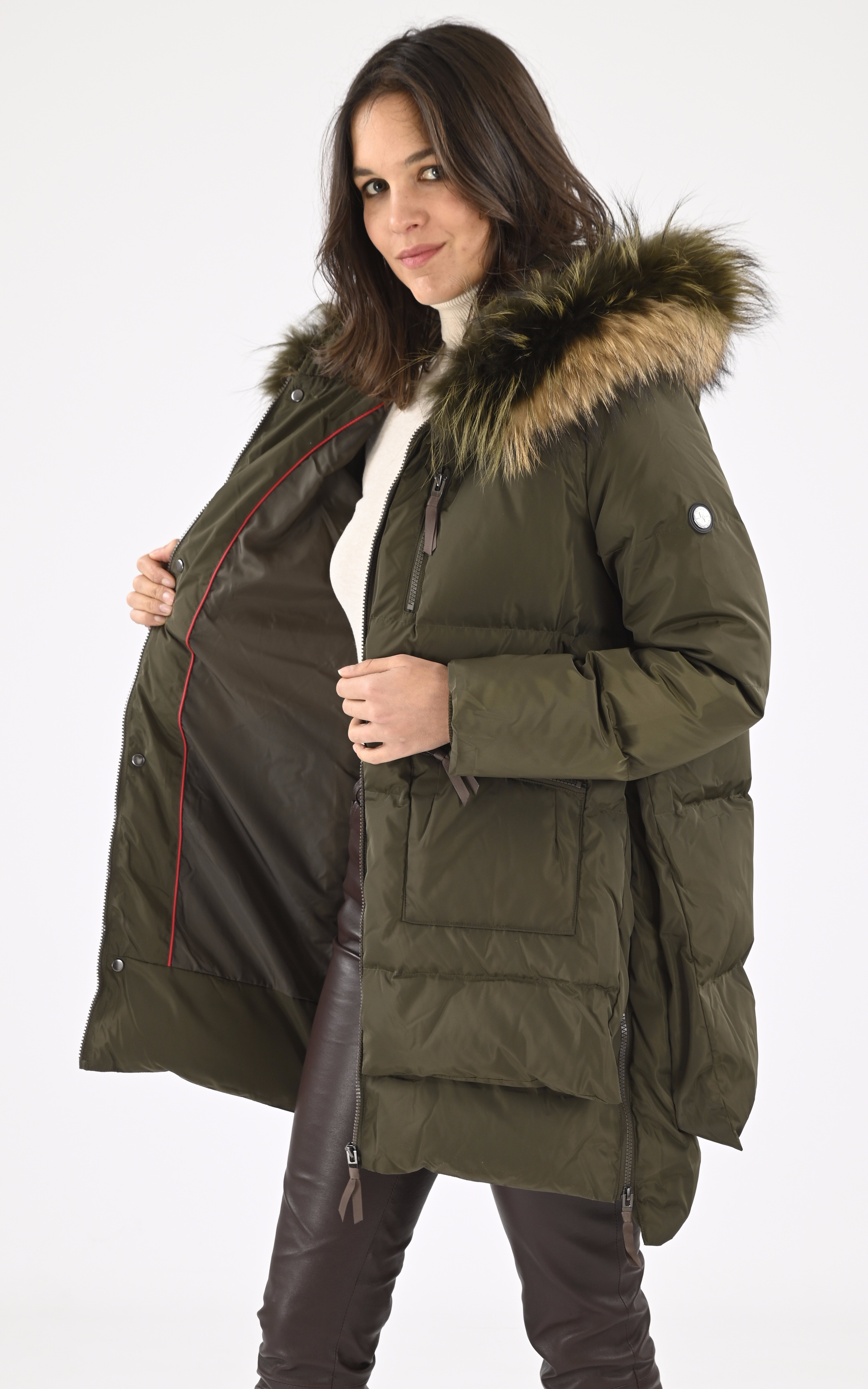 Doudoune  capuche renard kaki Levinsky