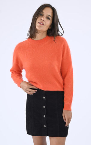 Pull col rond oversize orange