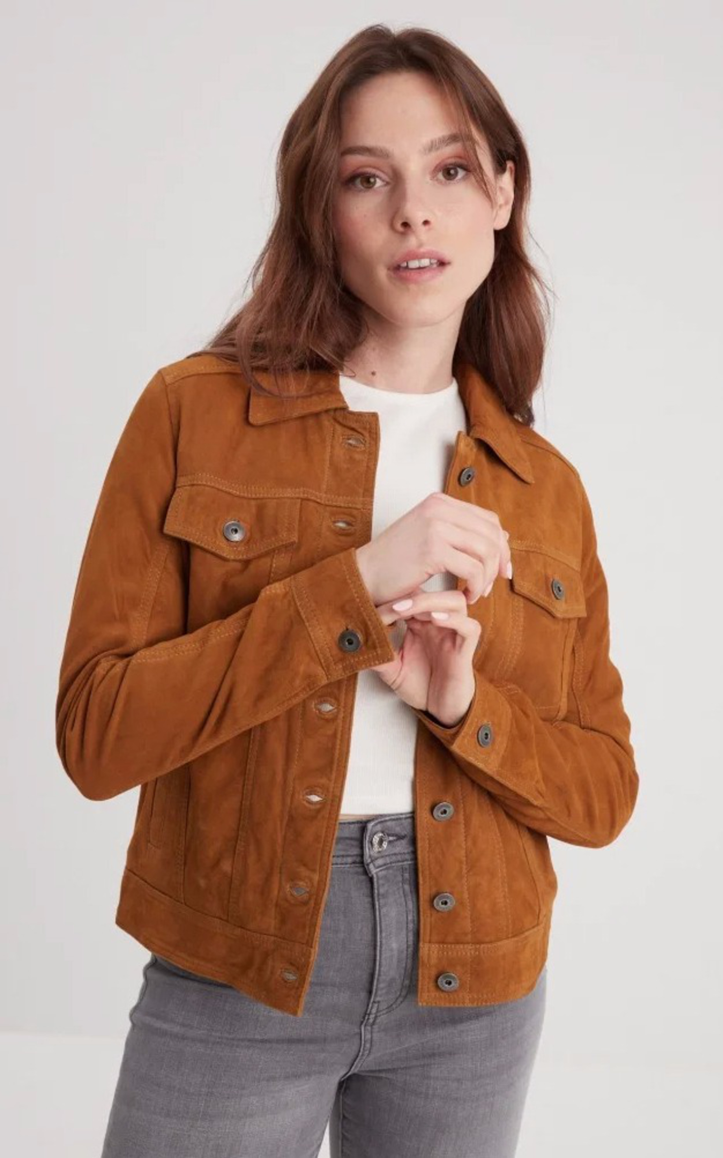 Blouson cuir velours Jeanne Cognac Rose Garden