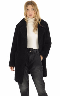 manteau laine noir femme