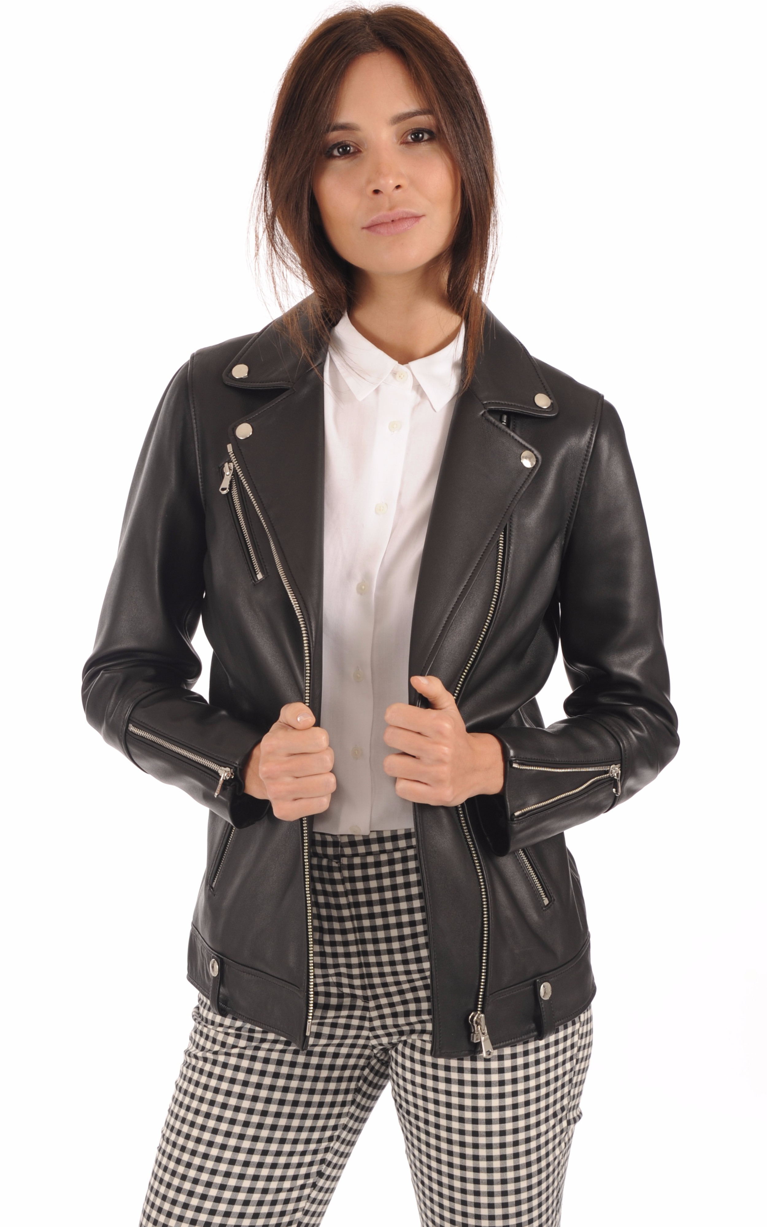 Perfecto Cuir Femme Perfecto Cuir Long Cuir Femme La Canadienne - La Canadienne - Blouson Cuir Noir