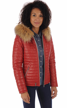 Doudoune fine cuir rouge femme Doudoune fine cuir rouge femme