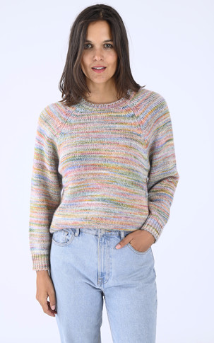 Pull col rond oversize multicolor