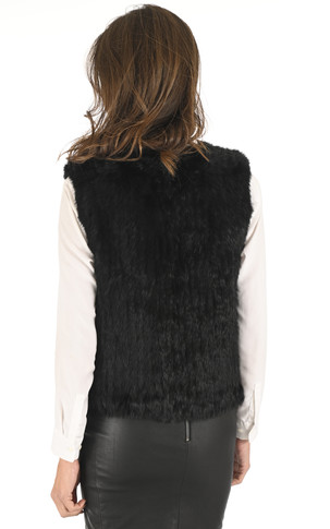 Gilet fourrure de lapin noir